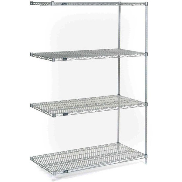 Nexel 5 Tier Chrome Wire Shelving Add-On Unit, 60W x 18D x 63H A18606C5 - main